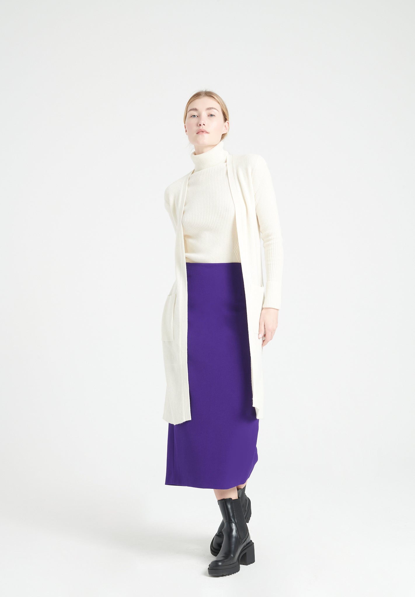 Pure Cashmere Long Sleeveless Ribbed Cardigan (Mia 6)