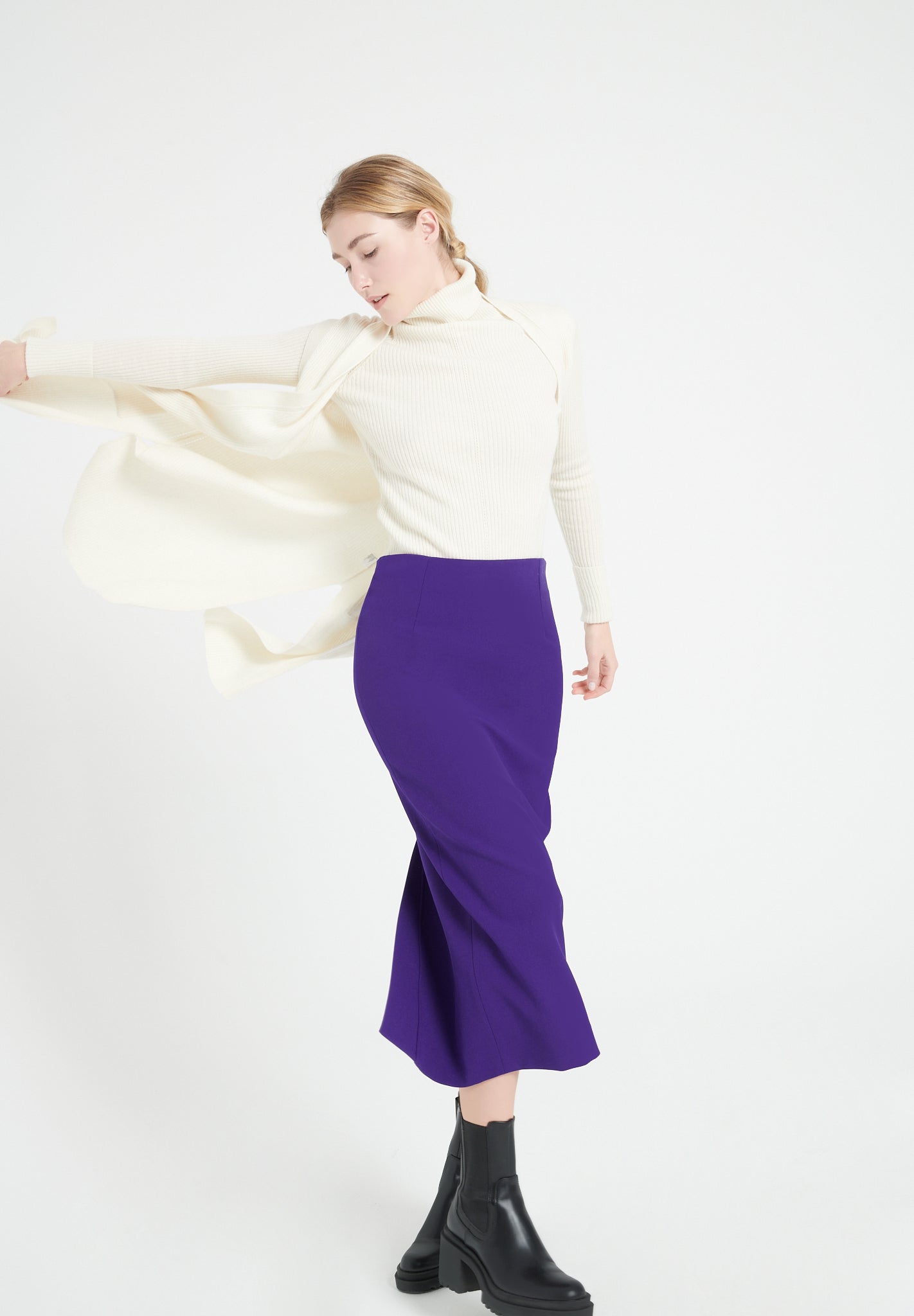 Pure Cashmere Long Sleeveless Ribbed Cardigan (Mia 6)