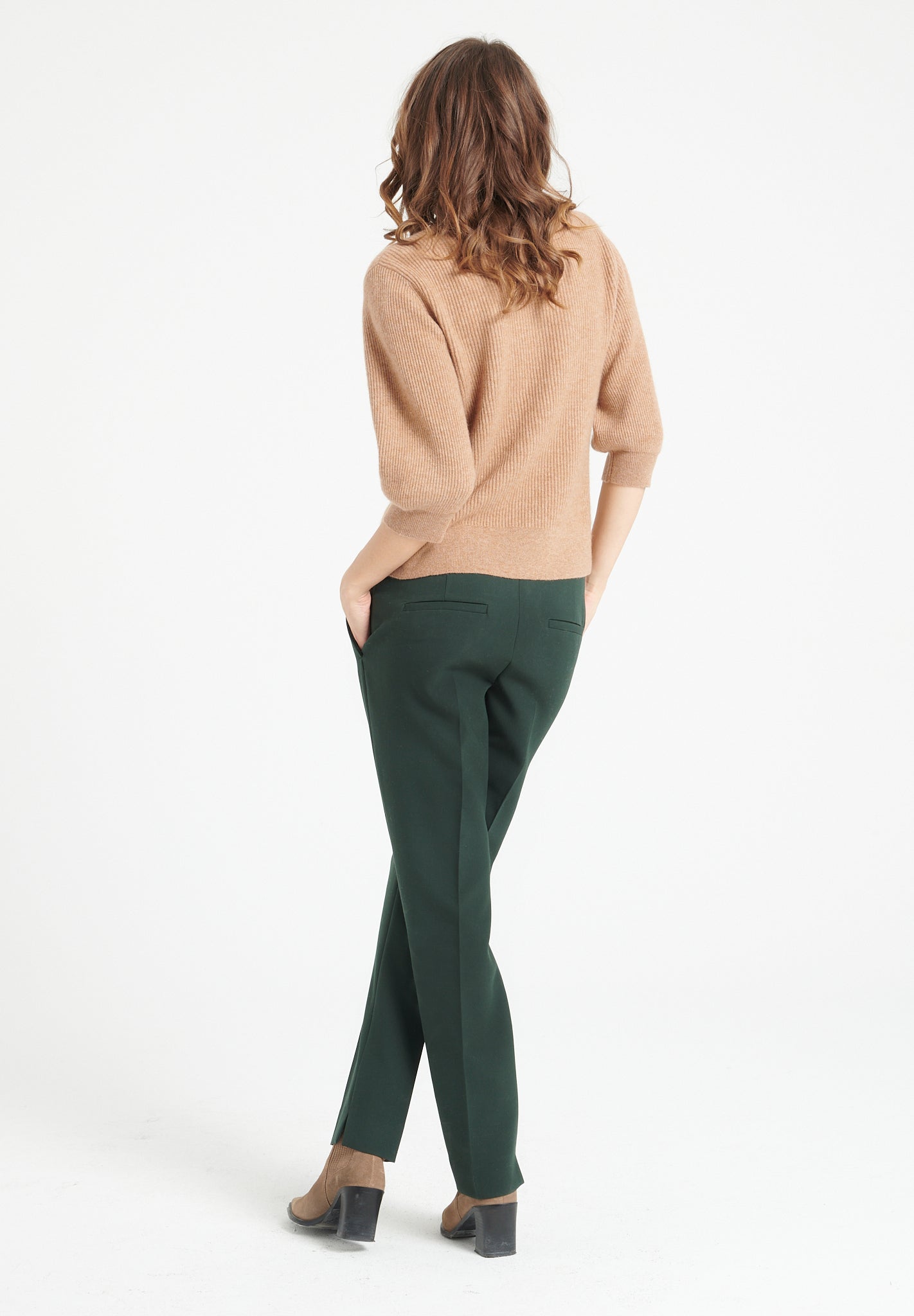 Pure Cashmere 2 ply Short Sleeve V-Neck Cardigan w/Ribbed Stitching (Mia 13)