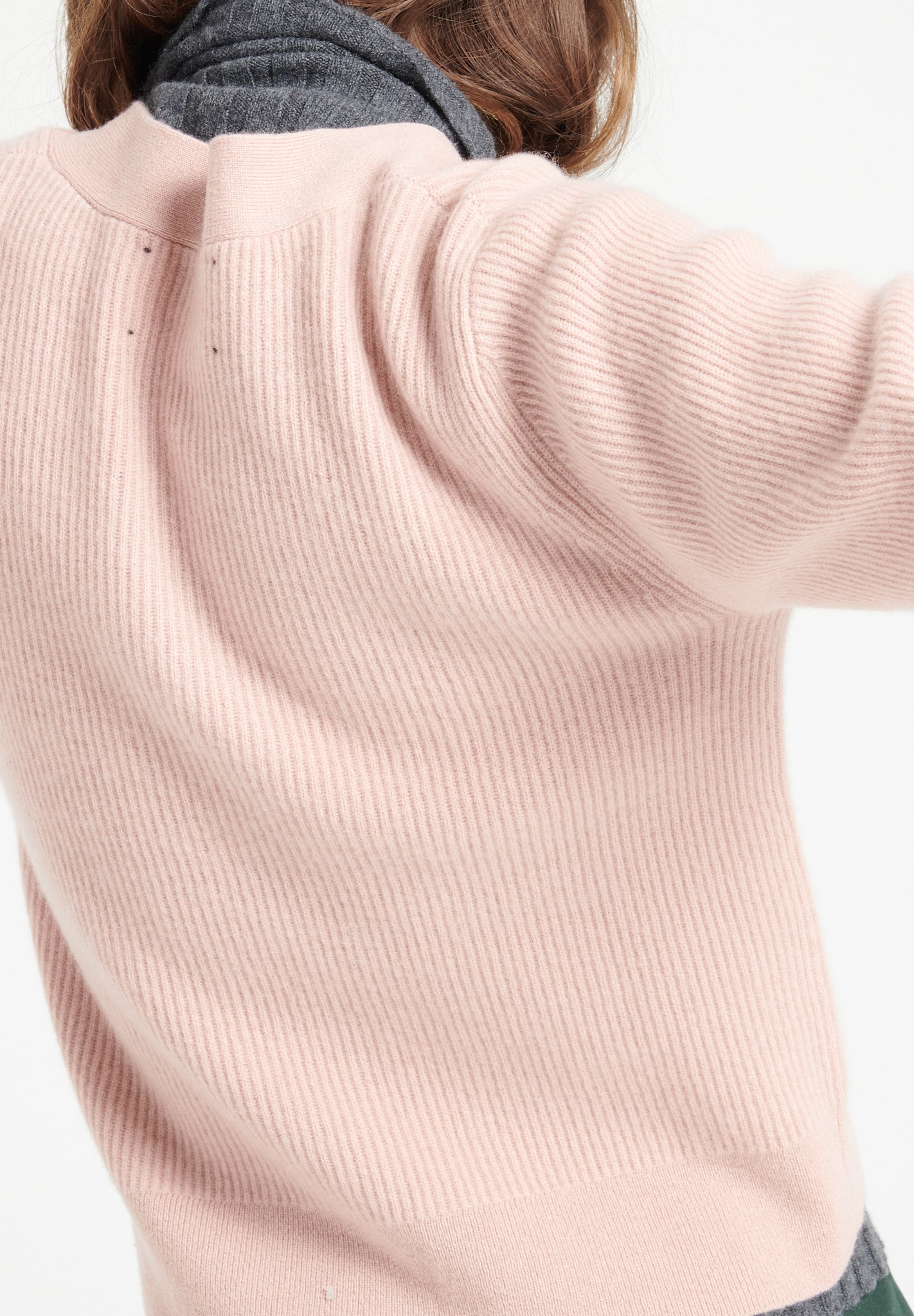 Pure Cashmere 2 ply Short Sleeve V-Neck Cardigan w/Ribbed Stitching (Mia 13)