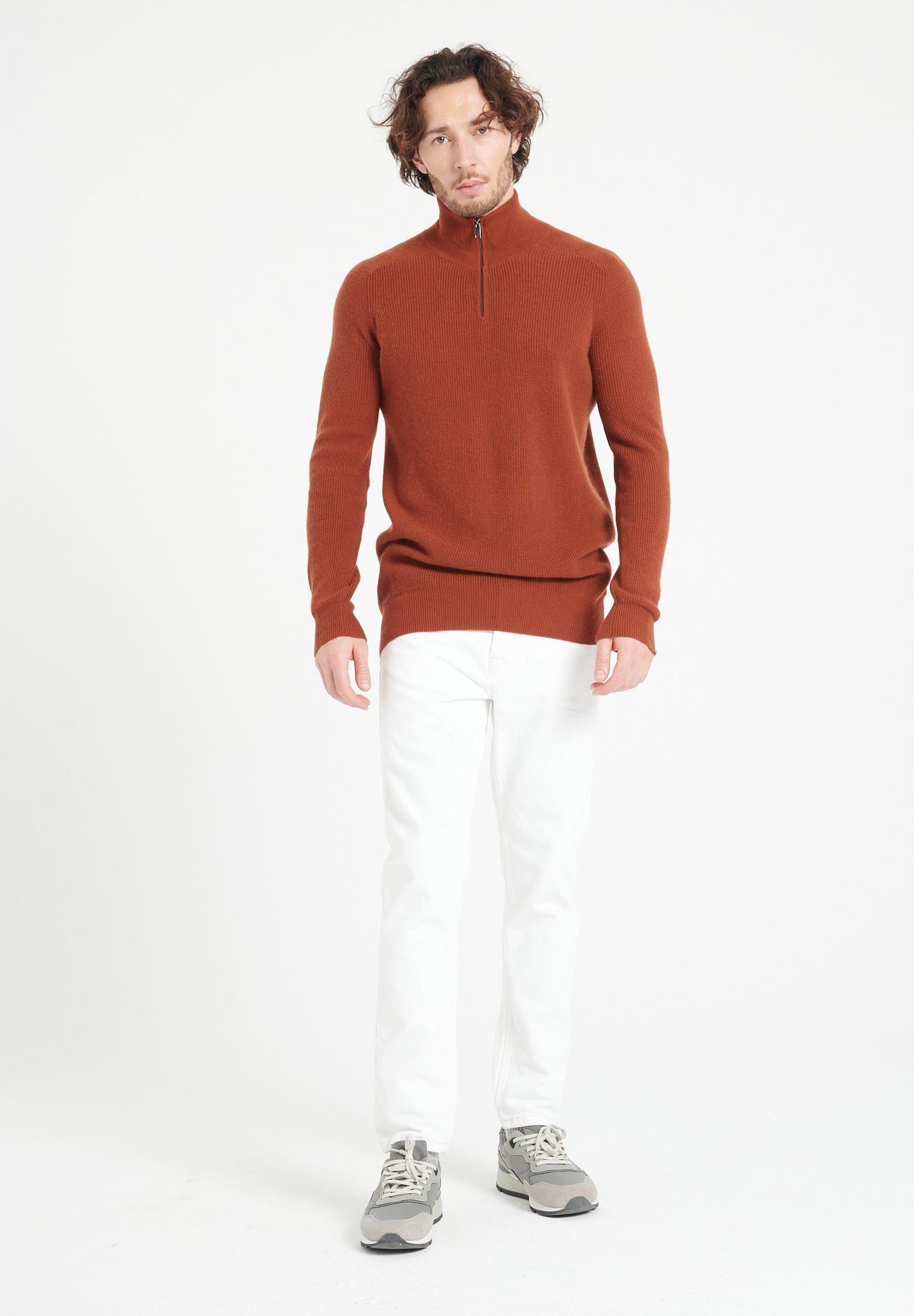 Pure Cashmere Funnel Neck Sweater w/Zip (Zach 2)