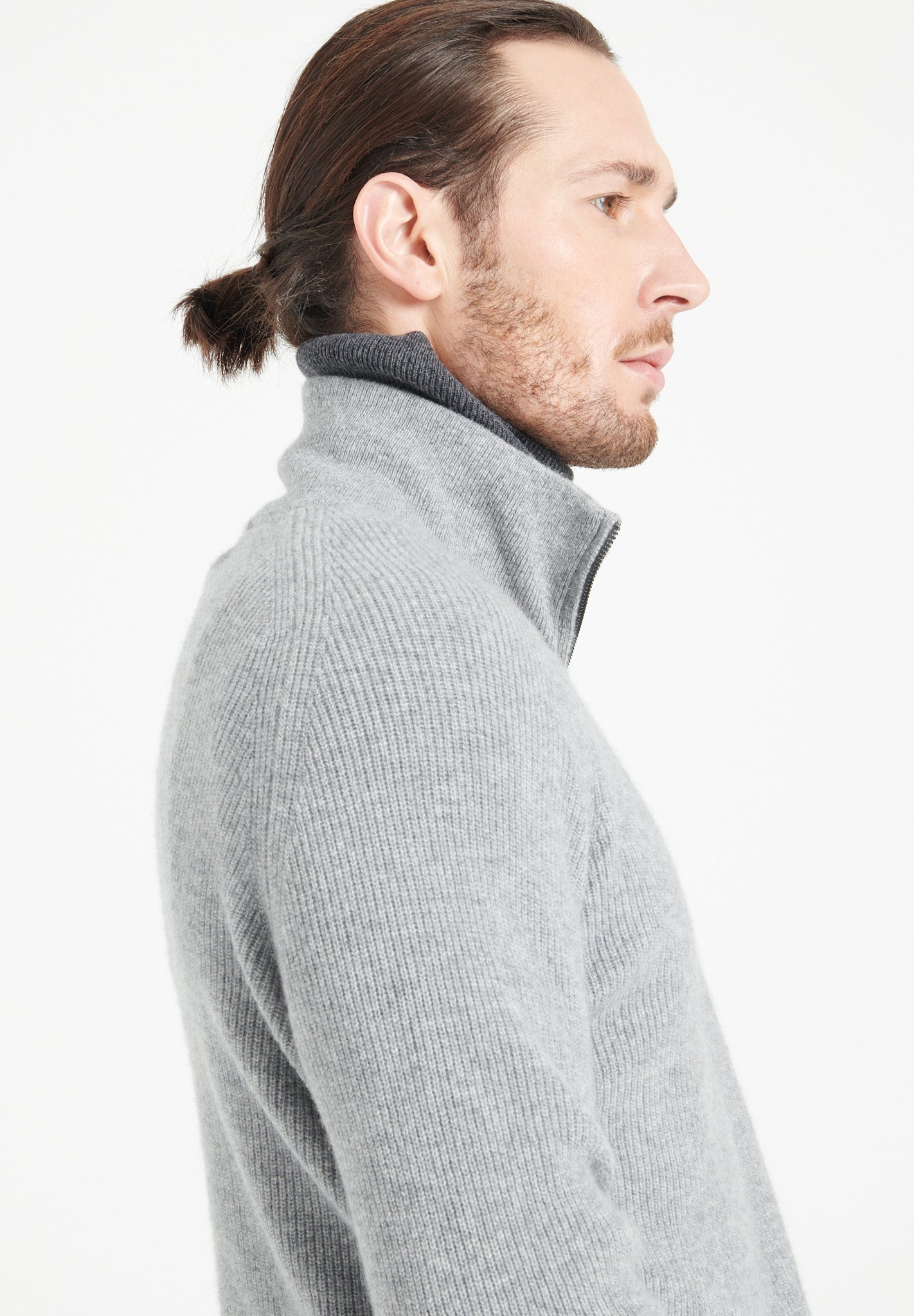 Pure Cashmere Funnel Neck Sweater w/Zip (Zach 2)