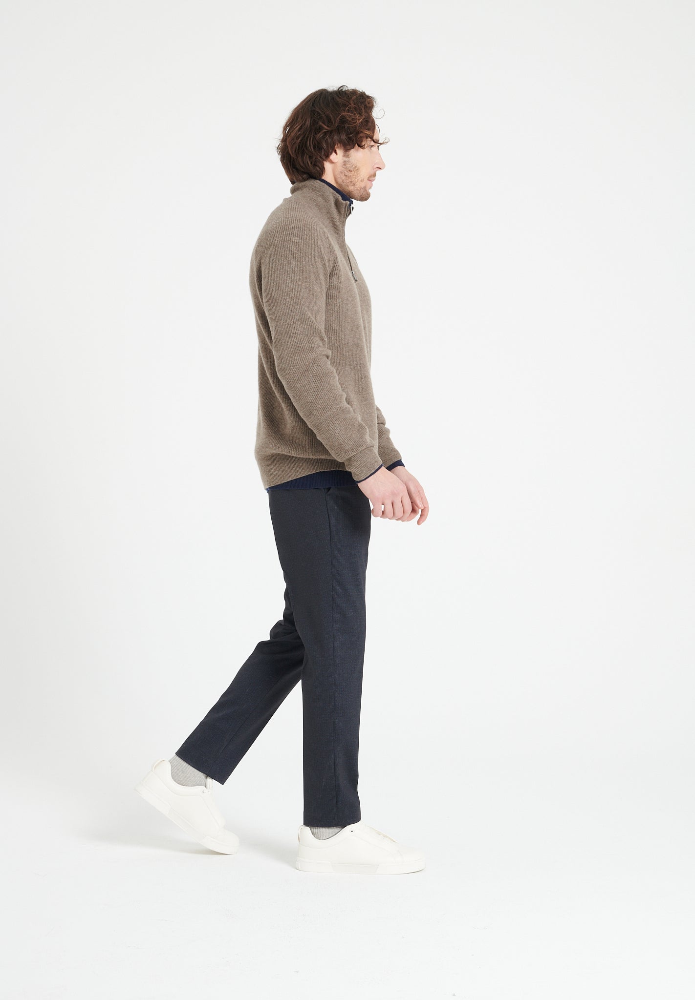 Pure Cashmere Funnel Neck Sweater w/Zip (Zach 2)