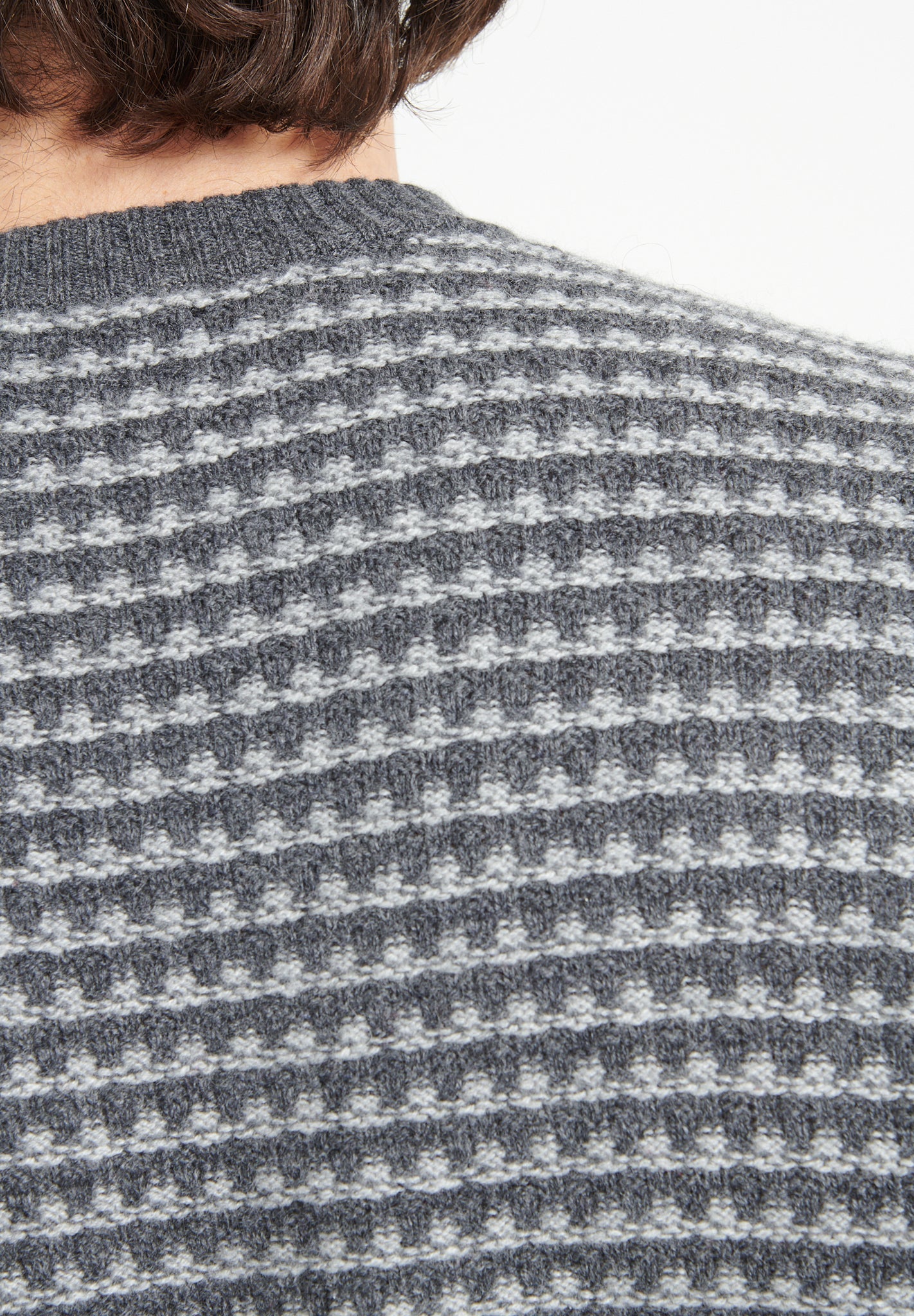 Pure Cashmere 4 ply Two Tone Round Neck Sweater w/Jacquard Pattern (Zach 3)