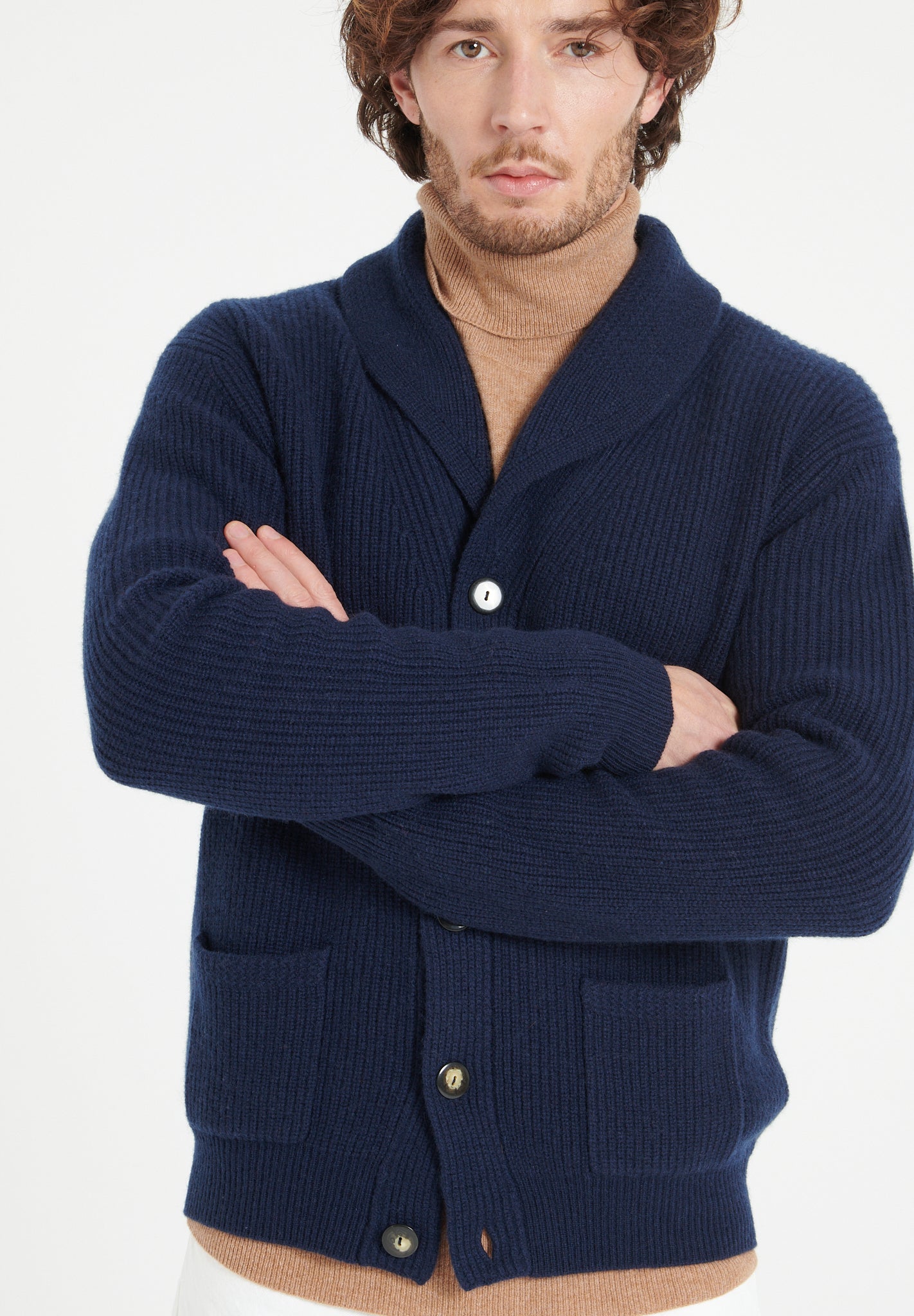 Pure Cashmere 4 ply Shawl Collar Cardigan (Zach 4)