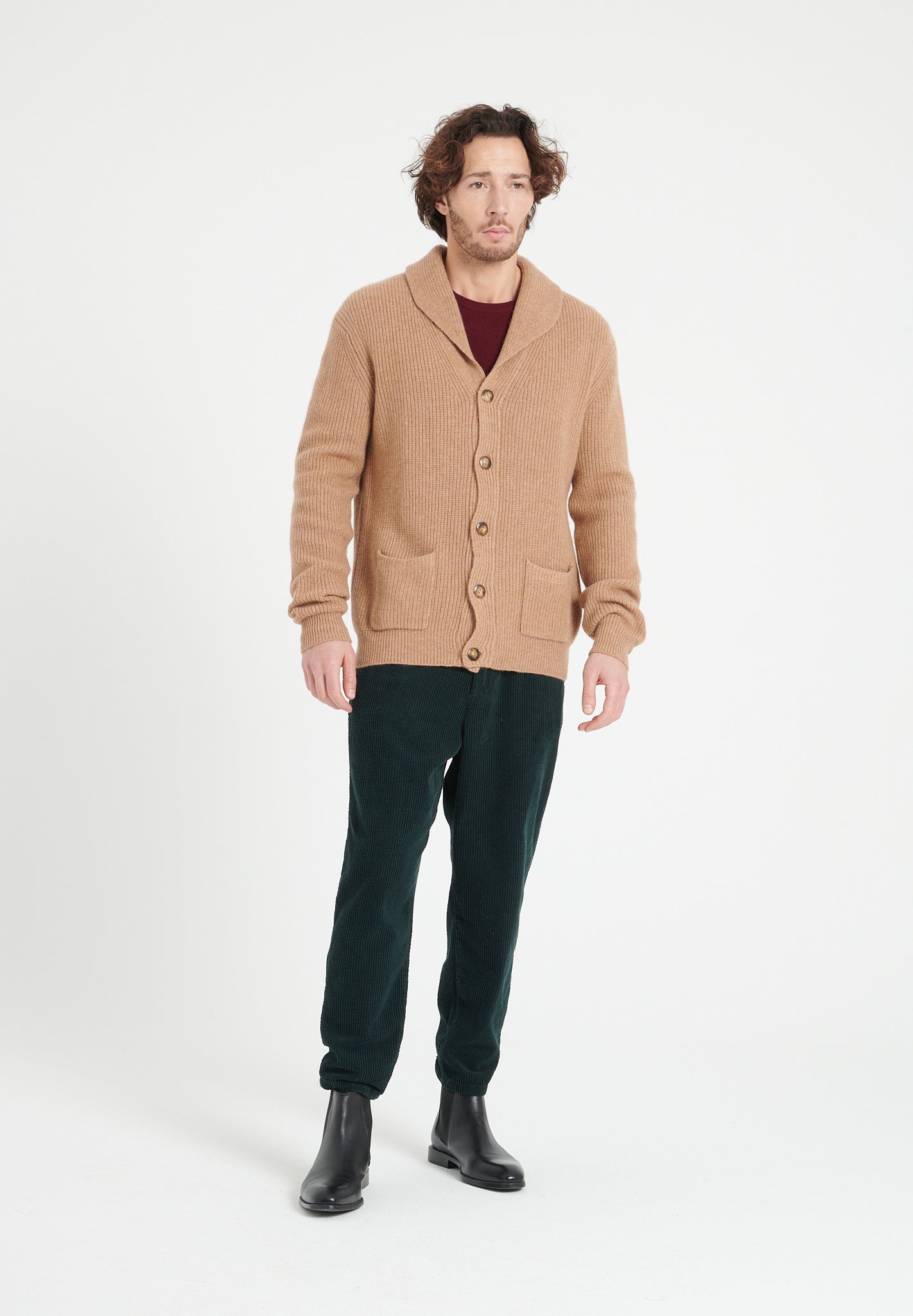 Pure Cashmere 4 ply Shawl Collar Cardigan (Zach 4)