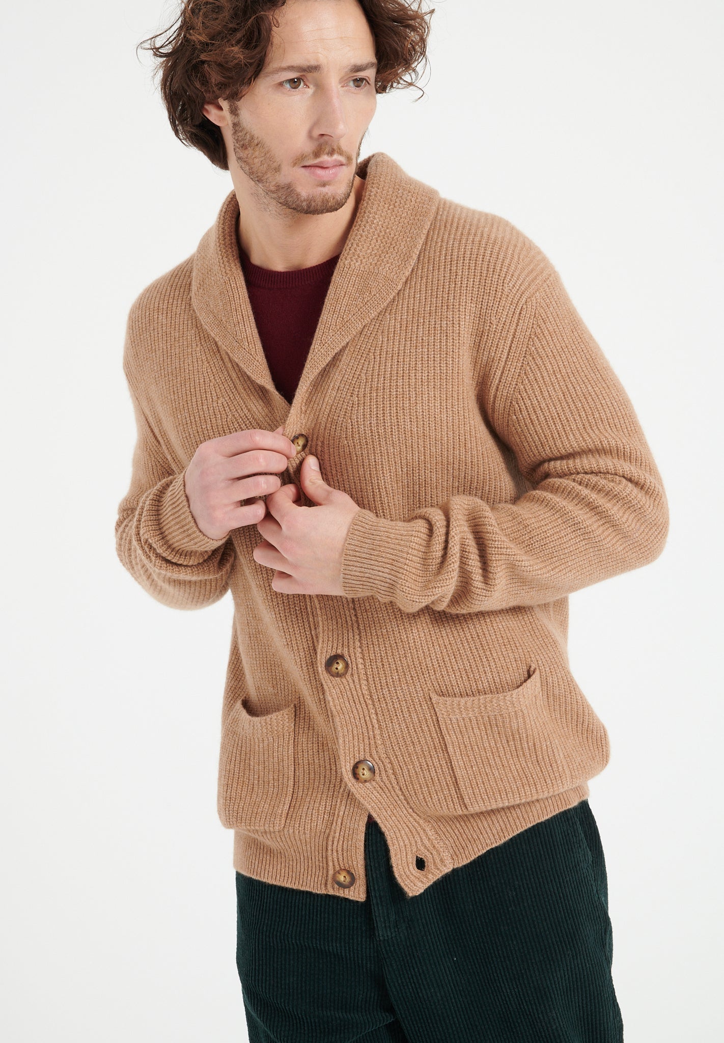 Pure Cashmere 4 ply Shawl Collar Cardigan (Zach 4)