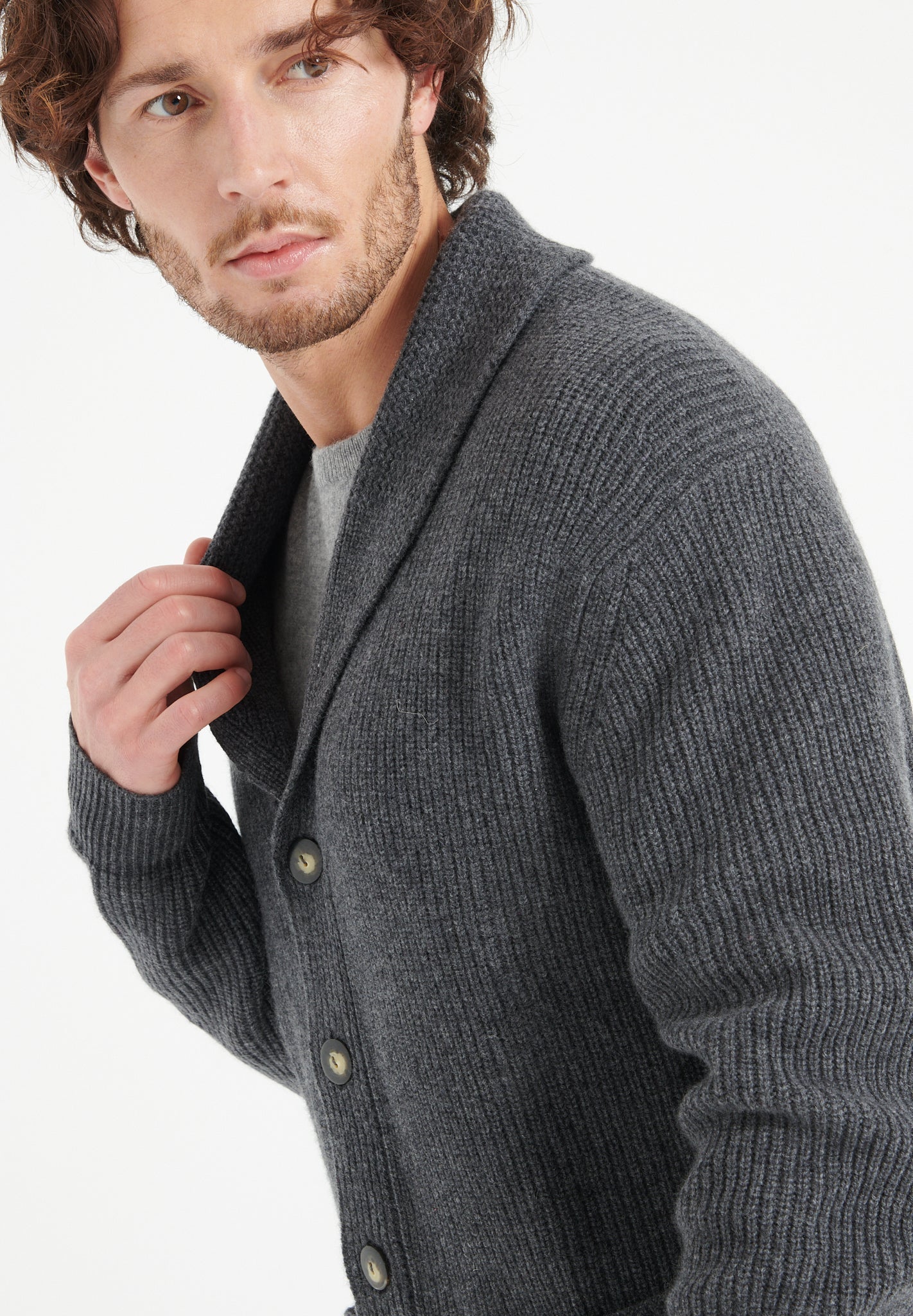 Pure Cashmere 4 ply Shawl Collar Cardigan (Zach 4)