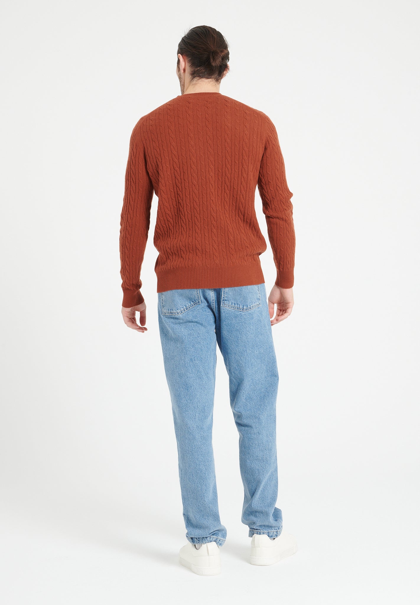 Pure Cashmere Cable Knit Round Neck Sweater (Zach 5)