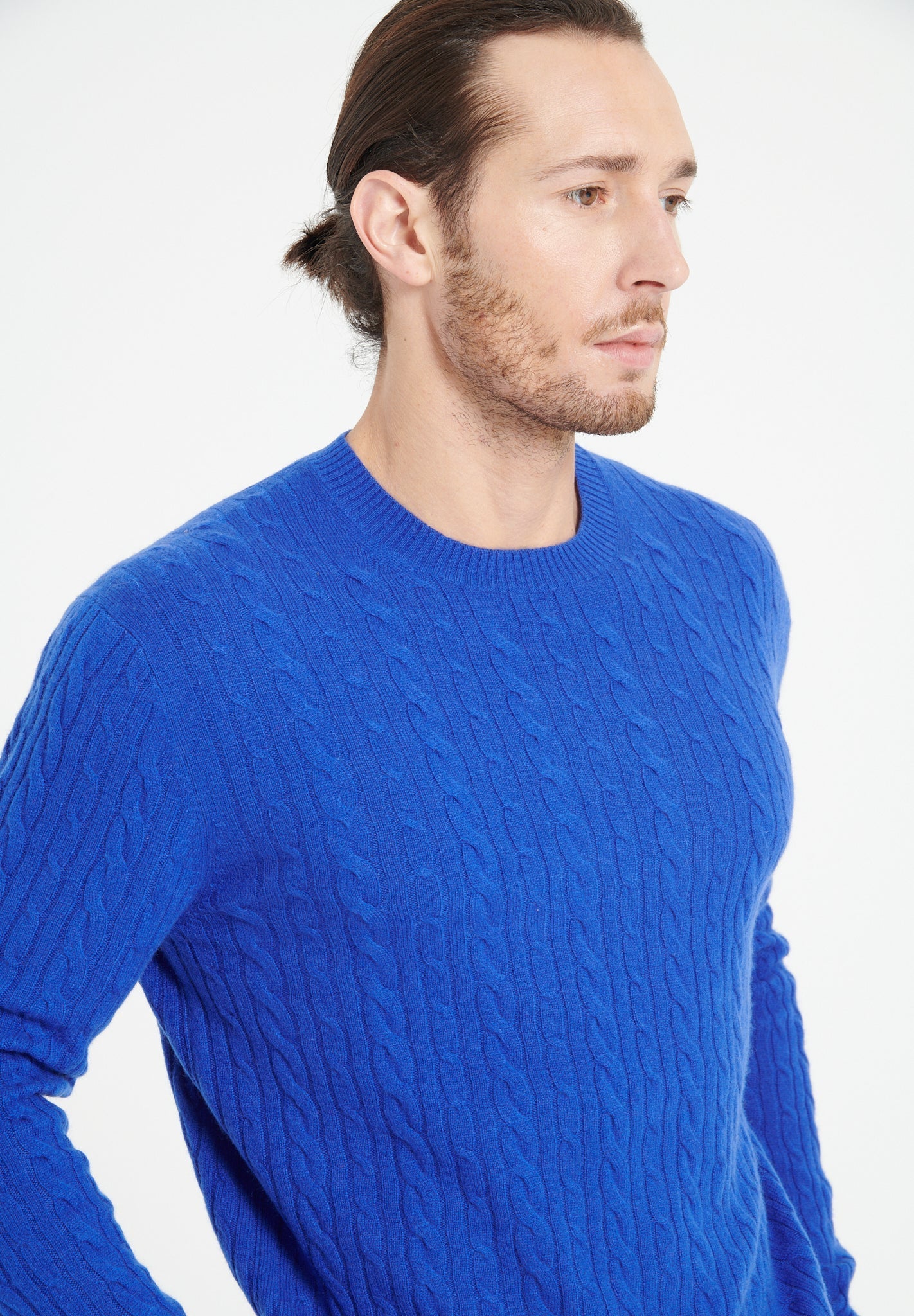 Pure Cashmere Cable Knit Round Neck Sweater (Zach 5)