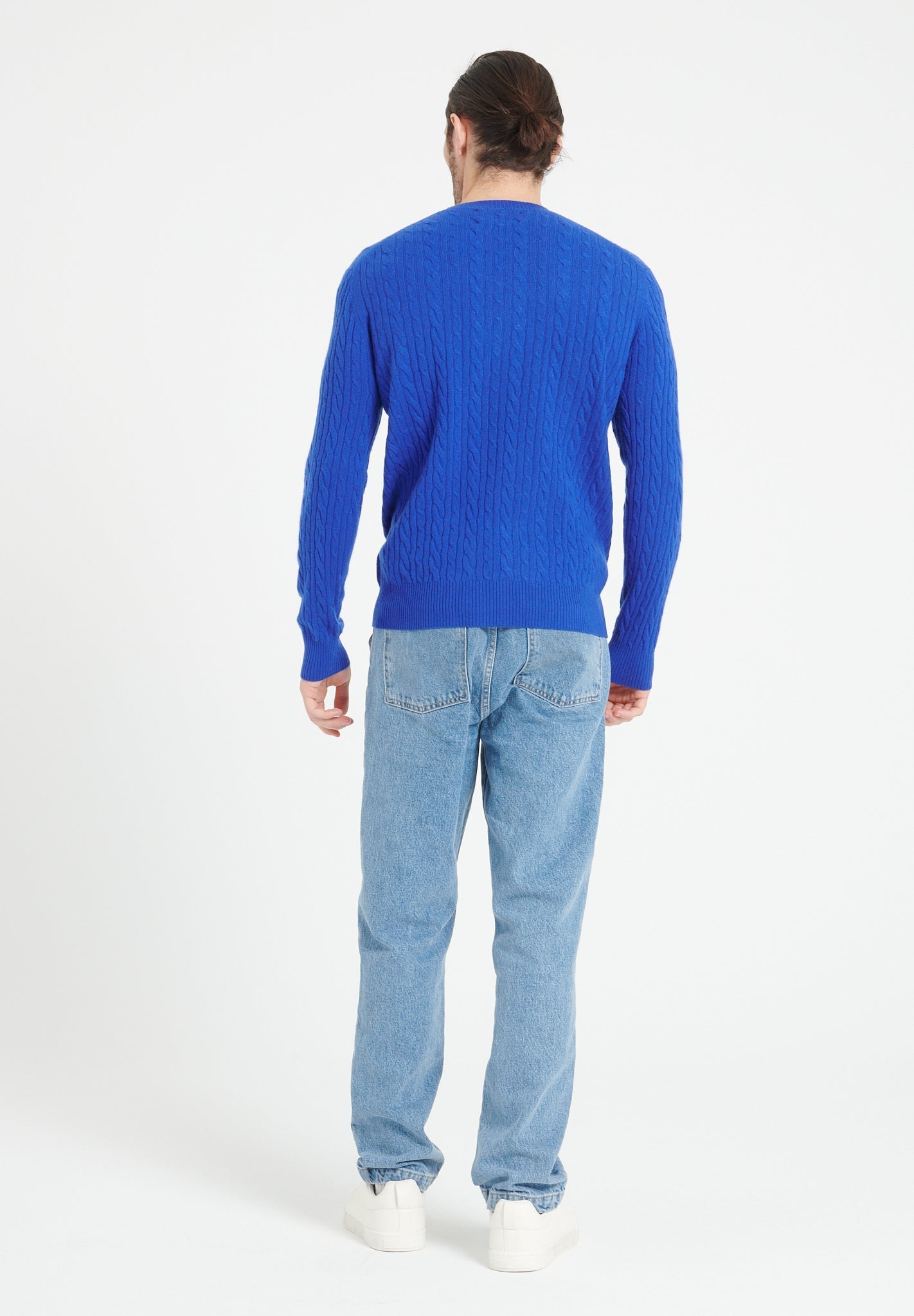 Pure Cashmere Cable Knit Round Neck Sweater (Zach 5)