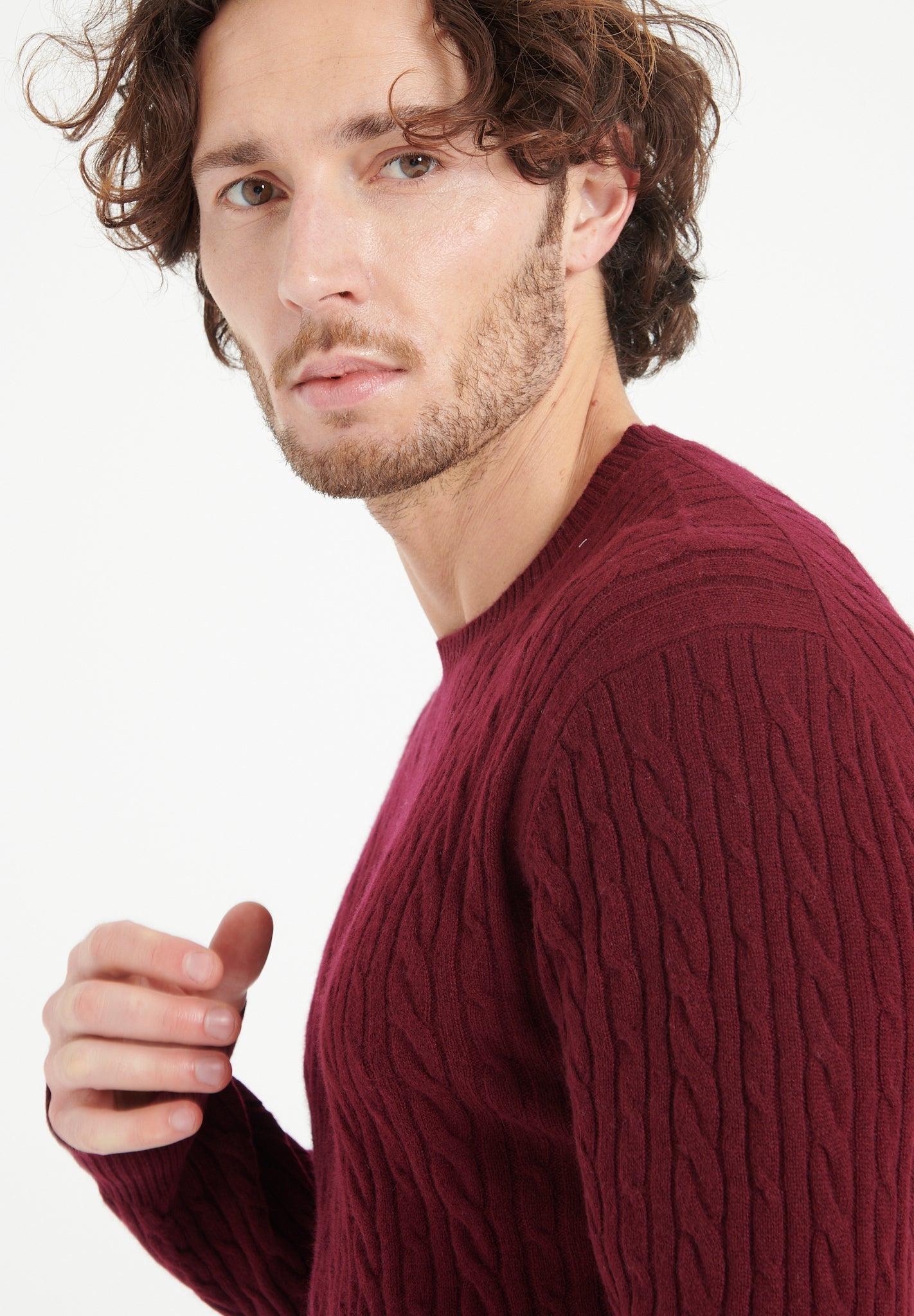 Pure Cashmere Cable Knit Round Neck Sweater (Zach 5)