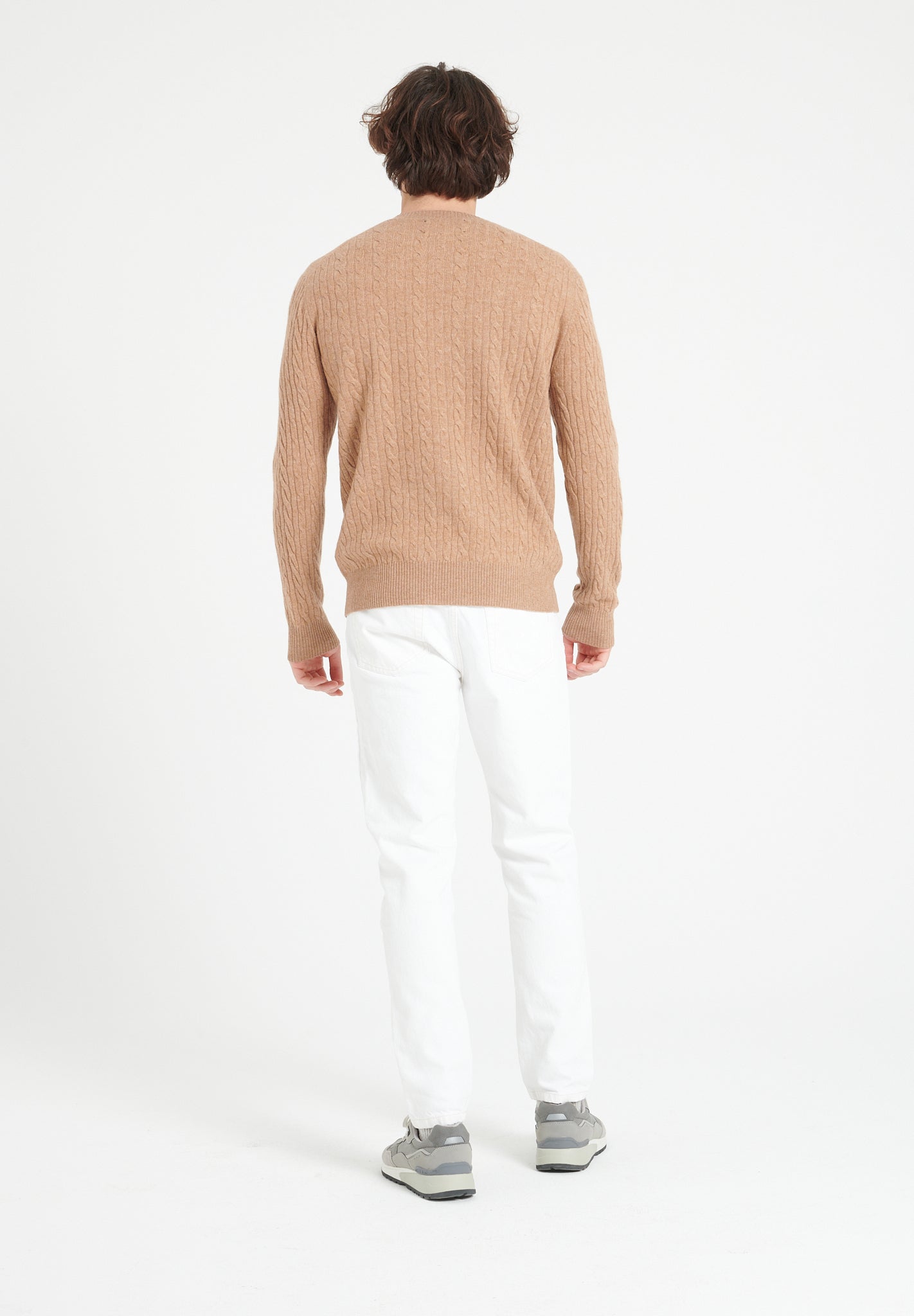 Pure Cashmere Cable Knit Round Neck Sweater (Zach 5)