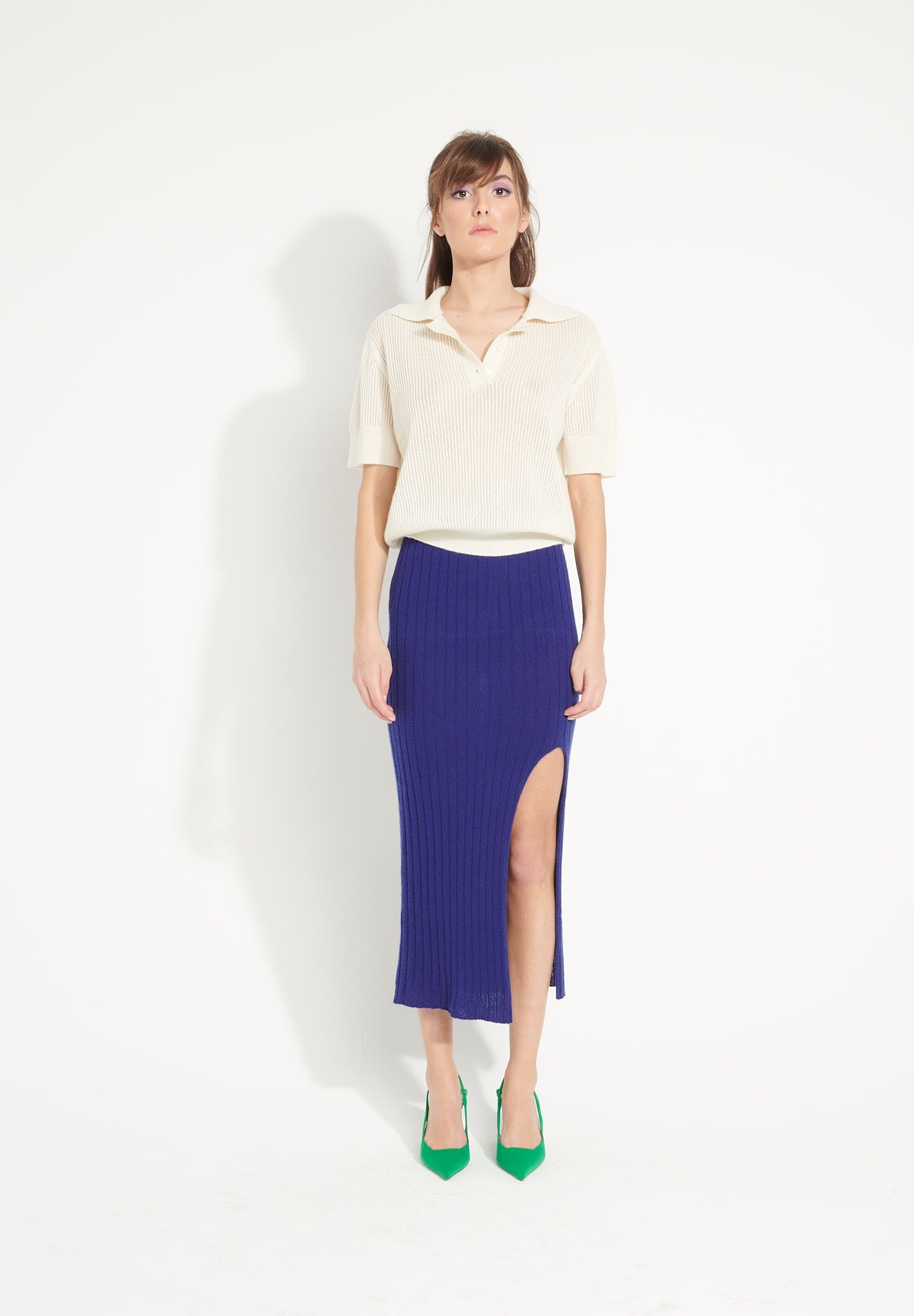 Pure Cashmere Long Skirt w/Slit (Ava 13)